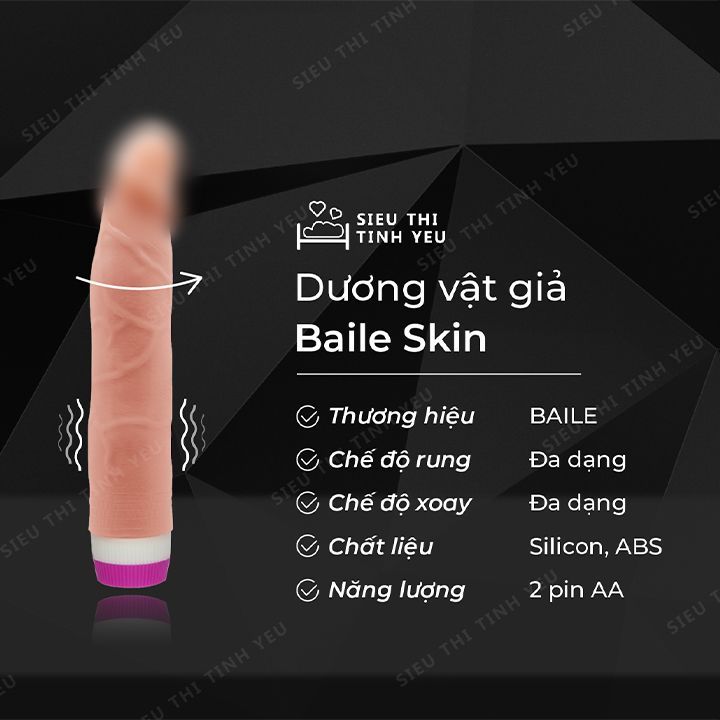 Dương vật giả Baile Skin đa chế độ rung xoay ngoáy dùng pin