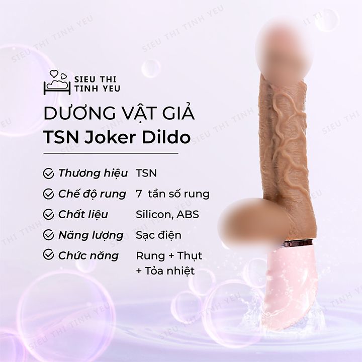 Dương vật giả TSN Joker Dildo có bìu rung thụt tỏa nhiệt làm ấm 7 chế độ dùng sạc