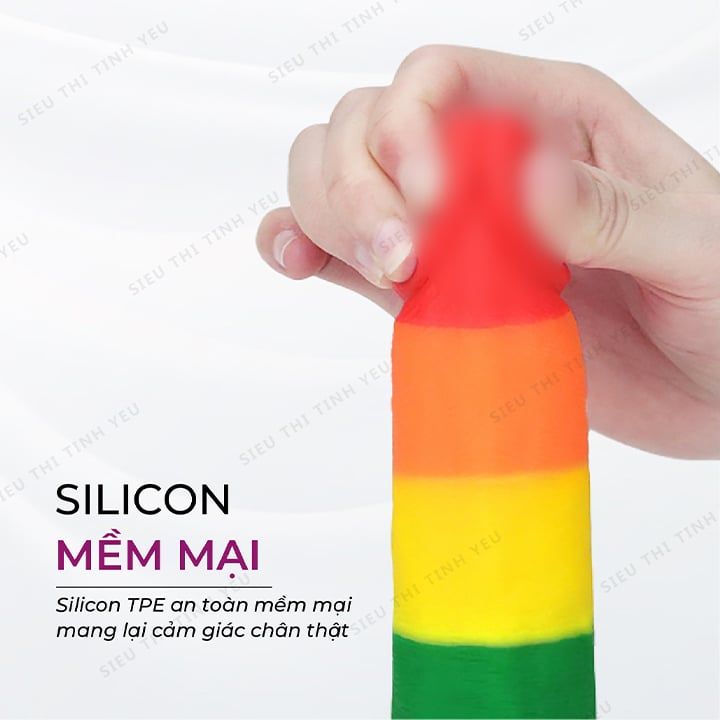 Dương vật giả dính tường Lovetoy Prider có bìu uốn cong đa chiều đa sắc 7.5