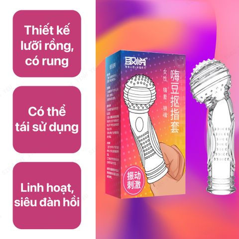 Bao cao su ngón tay Aichao G-Spot có đầu hạt nổi lớn có rung
