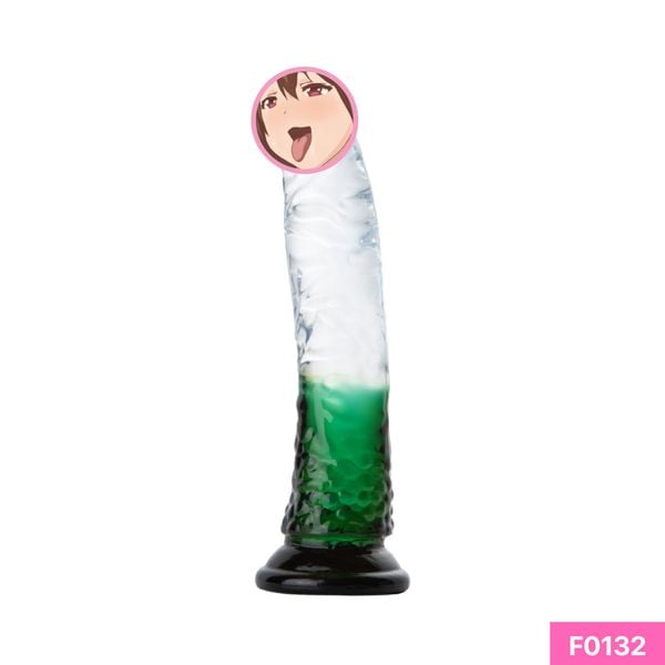 Dương vật giả xanh lá trong suốt dính tường