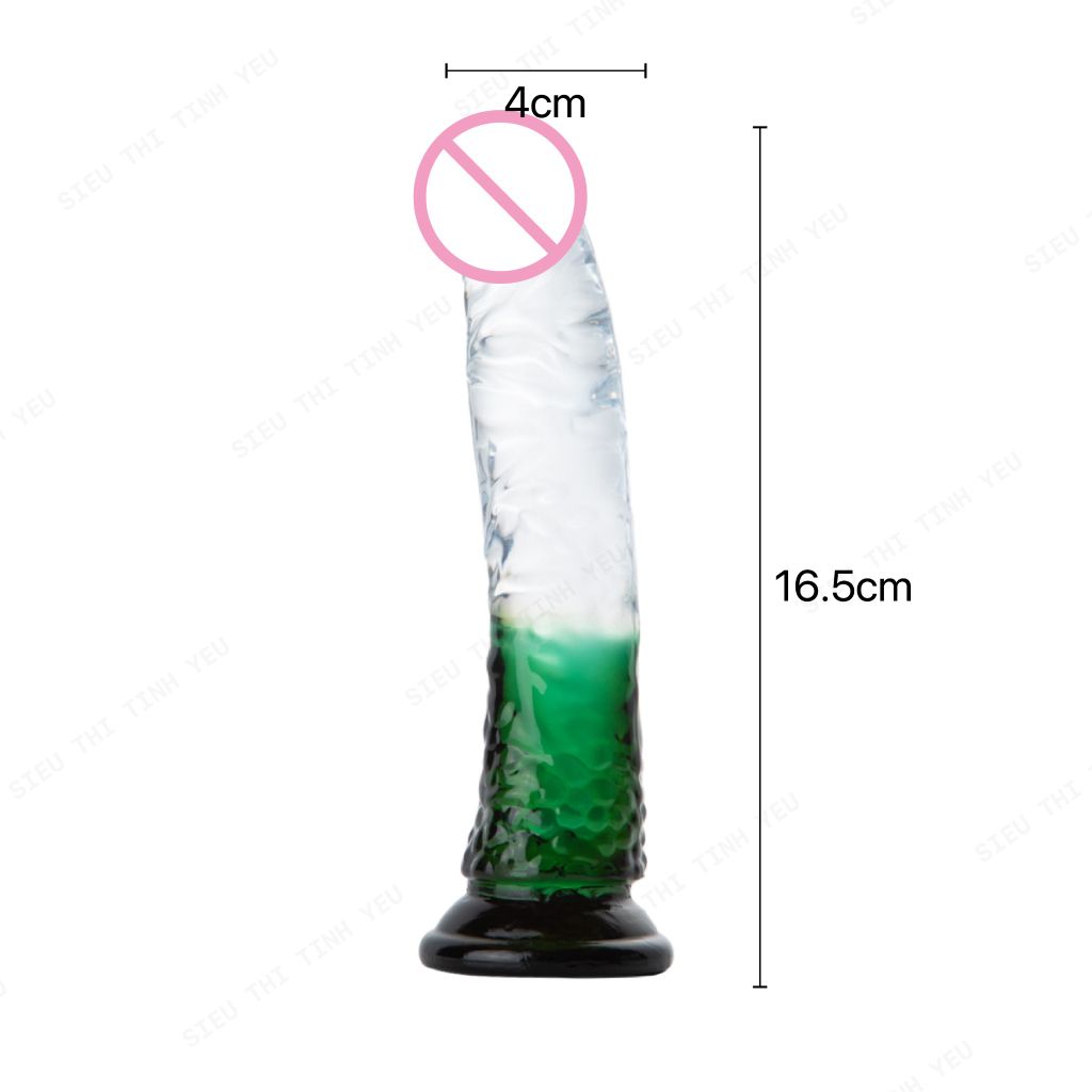 Dương vật giả xanh lá trong suốt dính tường