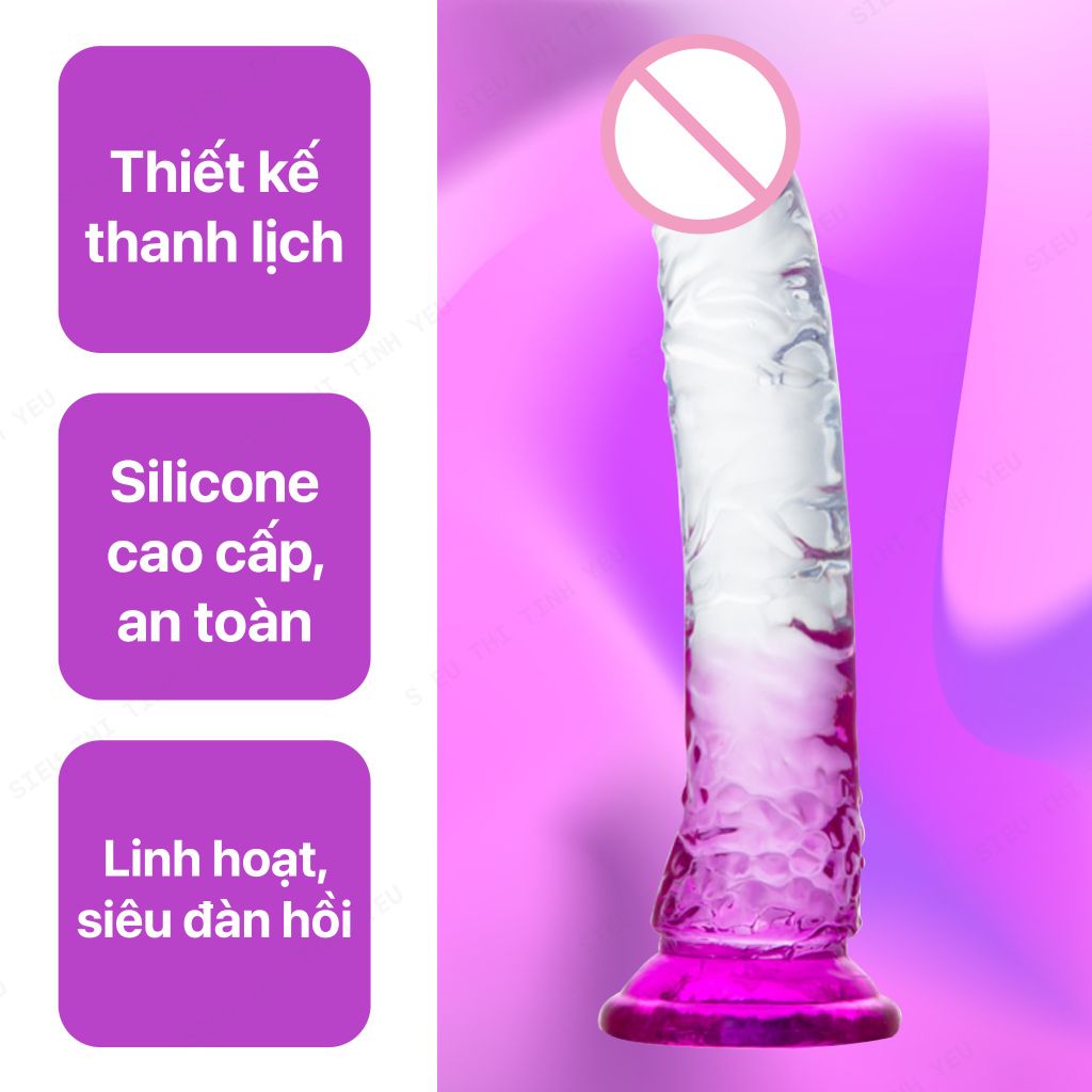Dương vật giả hồng trong suốt dính tường