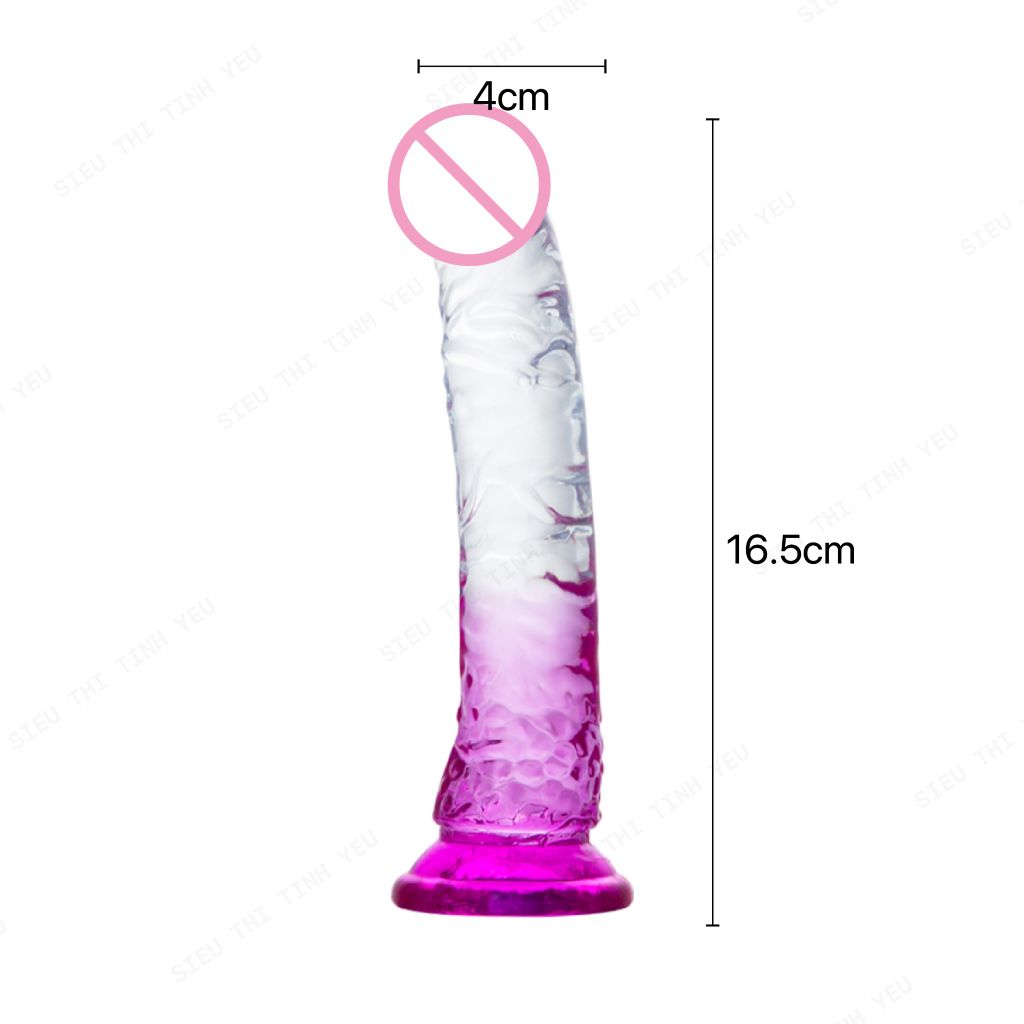Dương vật giả hồng trong suốt dính tường