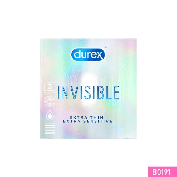 Bao cao su Durex Invisible siêu mỏng nhiều chất bôi trơn Hộp 3 cái