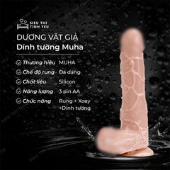 Dương vật giả dính tường Muha có bìu rung đa chế độ dùng pin