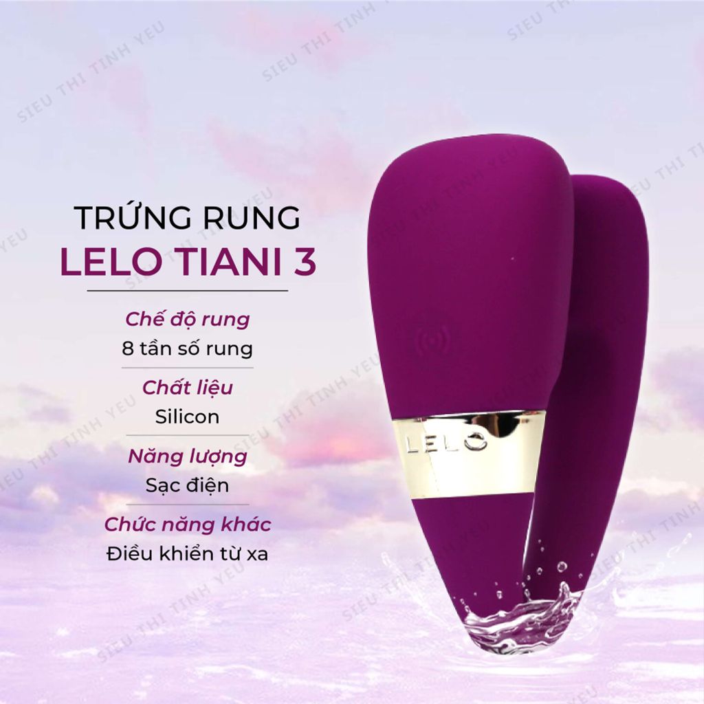 Trứng rung LeLo Tiani 3 điều khiển từ xa 8 chế độ rung pin sạc màu tím