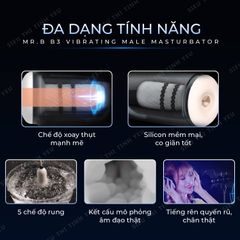 Âm đạo giả tự động Mr.B B3 5 chế độ rung có âm thanh gai mềm dùng pin sạc