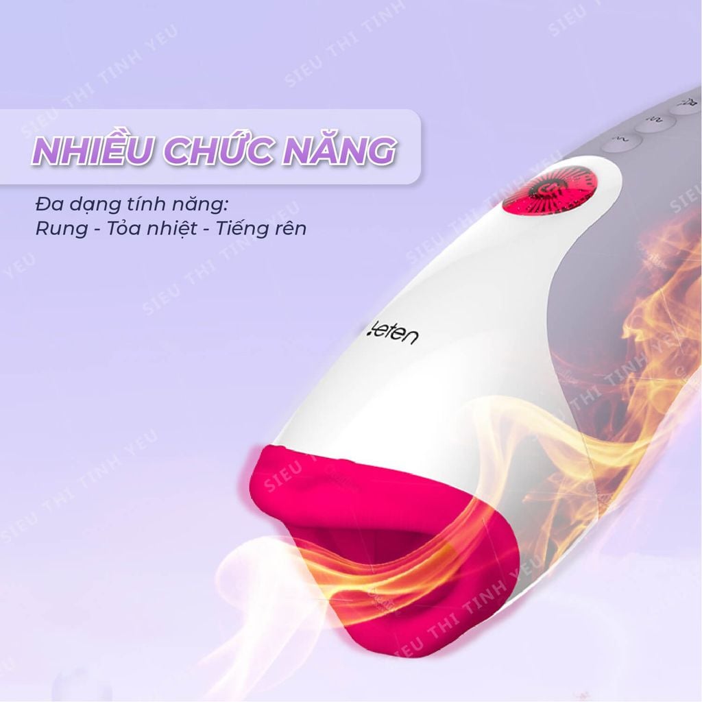Âm đạo giả Leten Realistic Oral Sex 7 chế độ rung có gai mềm bên trong dùng pin sạc