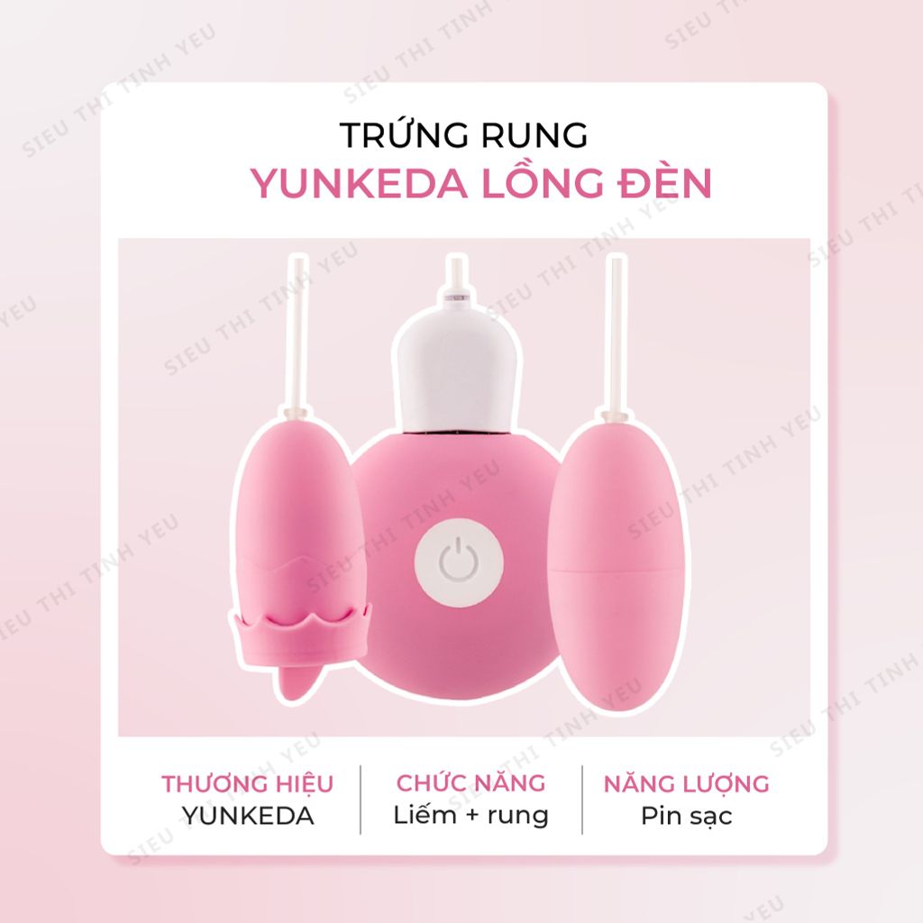 Trứng rung Yunkeda lồng đèn 2 đầu có lưỡi liếm điều khiển từ xa pin sạc