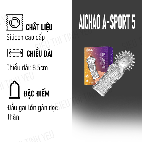 Bao cao su ngón tay Aichao A-Spot 5 đầu gai lớn gân dọc thân