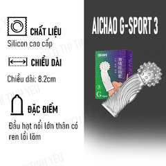 Bao cao su ngón tay Aichao G-Spot 3 đầu hạt nổi lớn thân có ren lồi lõm