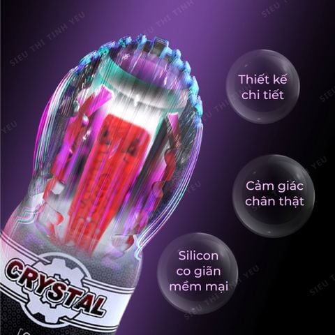 Âm đạo giả cầm tay Crystal Gear trong suốt