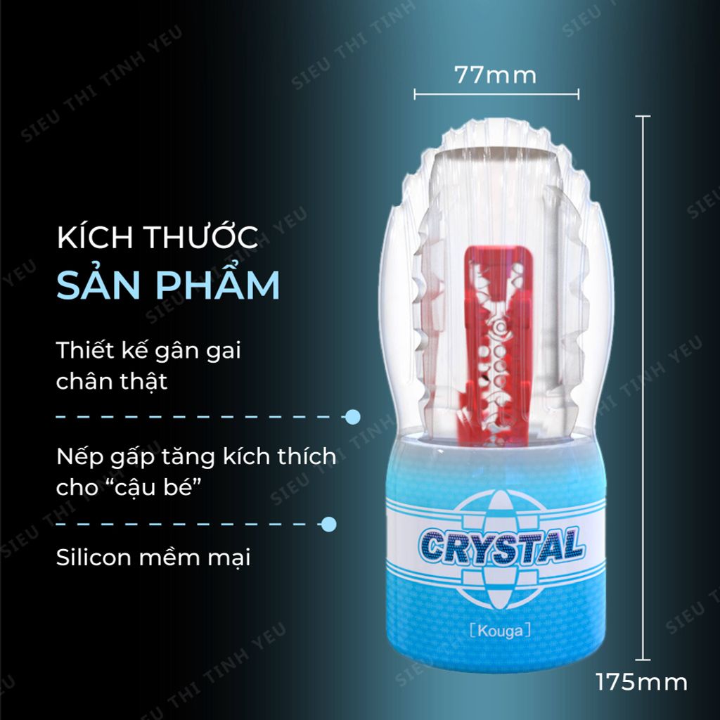 Âm đạo giả cầm tay Crystal Kouga trong suốt