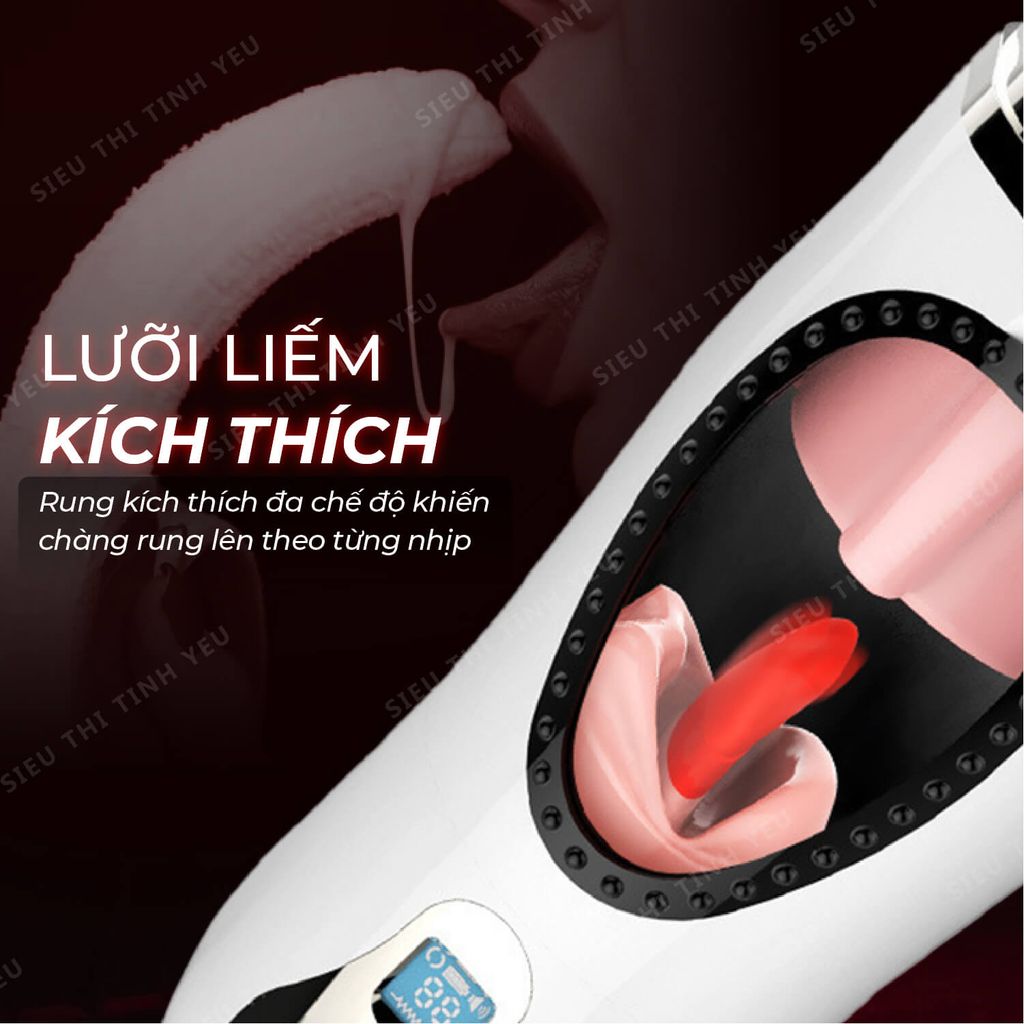 Âm đạo giả Masturbation Cup rung liếm âm thanh đa chế độ pin sạc