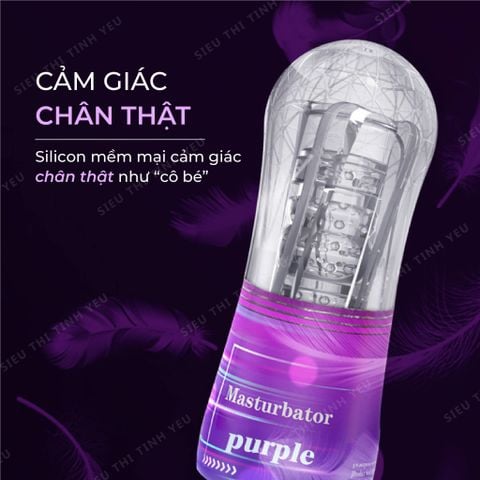 Âm đạo giả cầm tay Masturbator Purple trong suốt