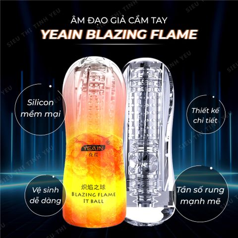 Âm đạo giả cầm tay Yeain Blazing Flame trong suốt có rung