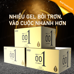 Bao cao su OLO 0.01 Vàng mình gai hạt nổi nhỏ siêu mỏng kéo dài thời gian Hộp 10 cái