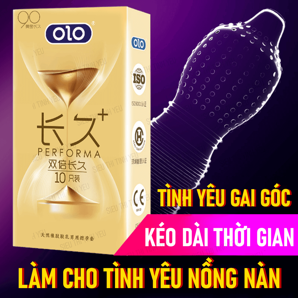Bao cao su OLO Performa Đồng Hồ Vàng kéo dài thời gian hương vani Hộp 10 cái