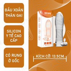 Bao cao su Aichao dài 13.5cm đầu xoắn thân gai có rung ở gốc dùng pin