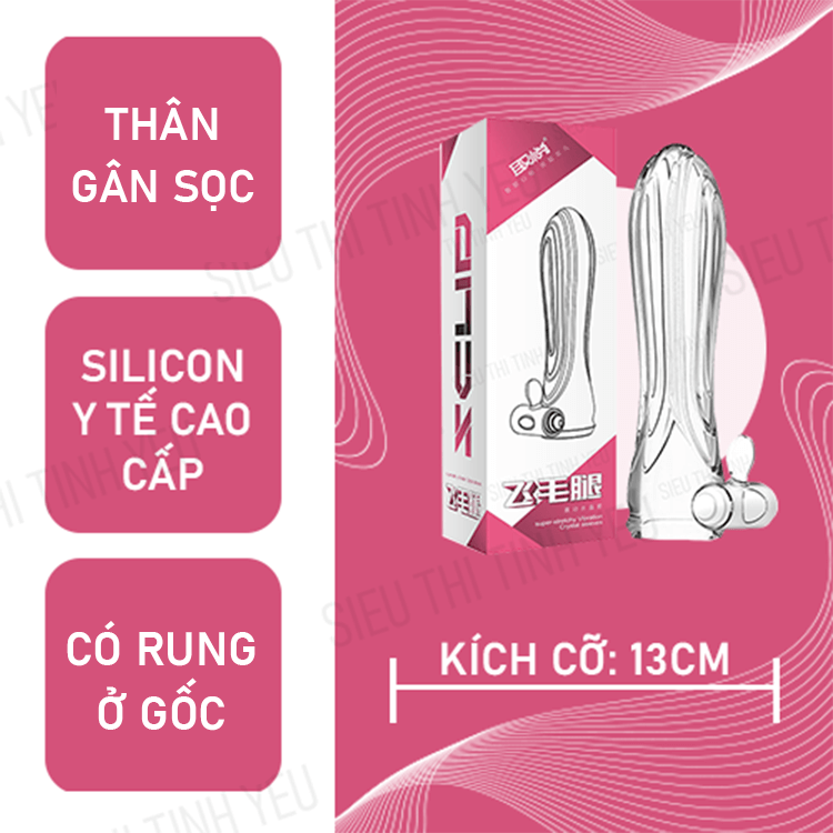 Bao cao su Aichao dài 13cm gân sọc có rung ở gốc dùng pin