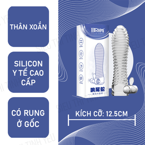 Bao cao su Aichao dài 12.5cm thân xoắn có rung ở gốc