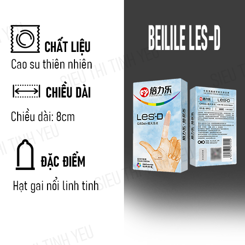 Bao cao su ngón tay Beilile Les-D có các hạt gai nổi li ti