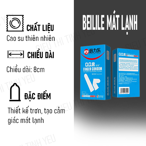 Bao cao su ngón tay Beilile cảm giác mát lạnh