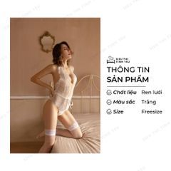 Bikini ren liền thân quyến rũ xuyên thấu gợi cảm màu trắng