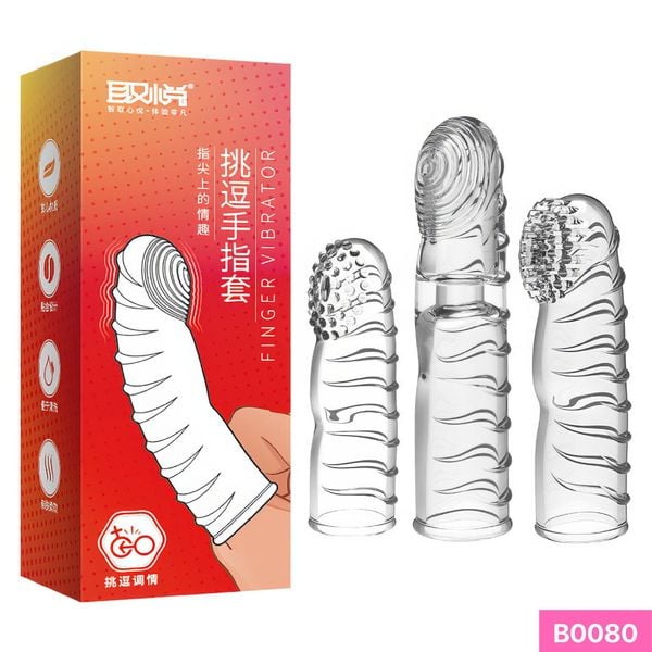 Bao cao su ngón tay Mizzzee Dot Pull rung mạnh có vân tay có gai Hộp 3 cái