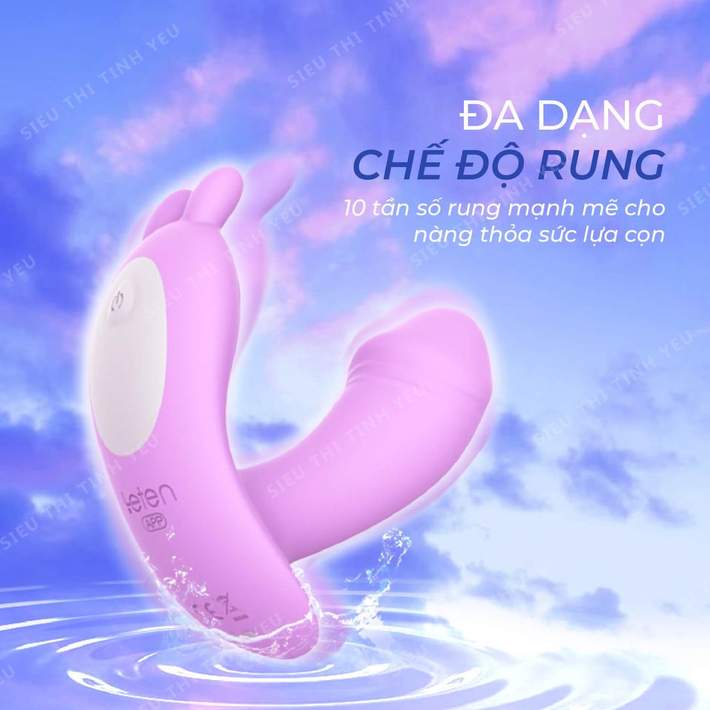 Trứng rung Leten Butterfly Vibrator 10 chế độ rung tạo nhiệt có đầu bùi pin sạc màu tím