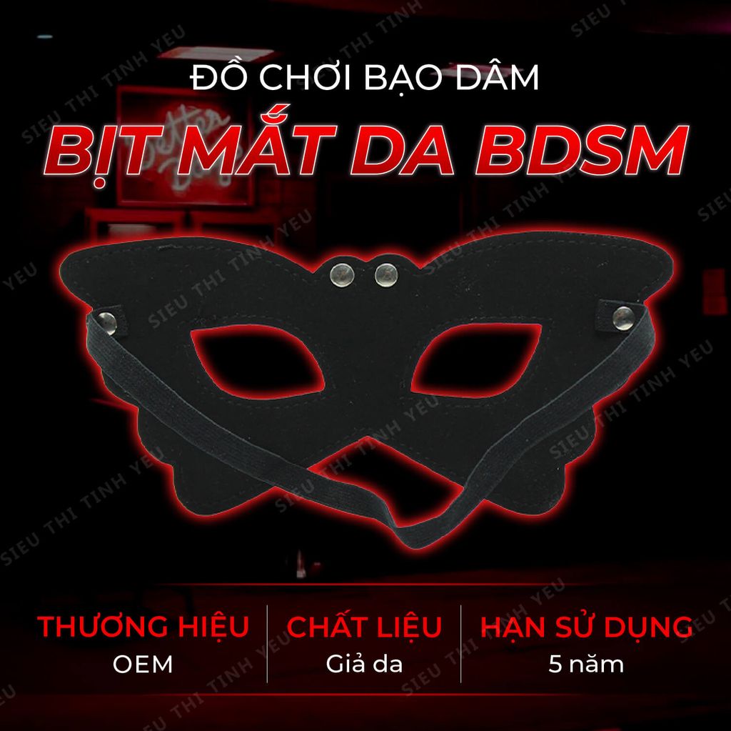 Đồ chơi BDSM bịt mắt da mắt mèo màu đen