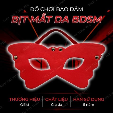 Đồ chơi BDSM bịt mắt da mắt mèo màu đỏ