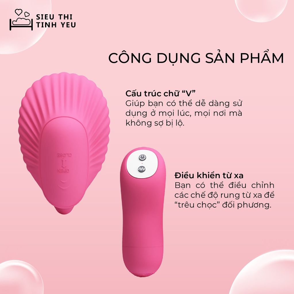 Dương vật giả Pretty Love Fancy Clamshell hình vỏ sò rung 30 chế độ dùng pin