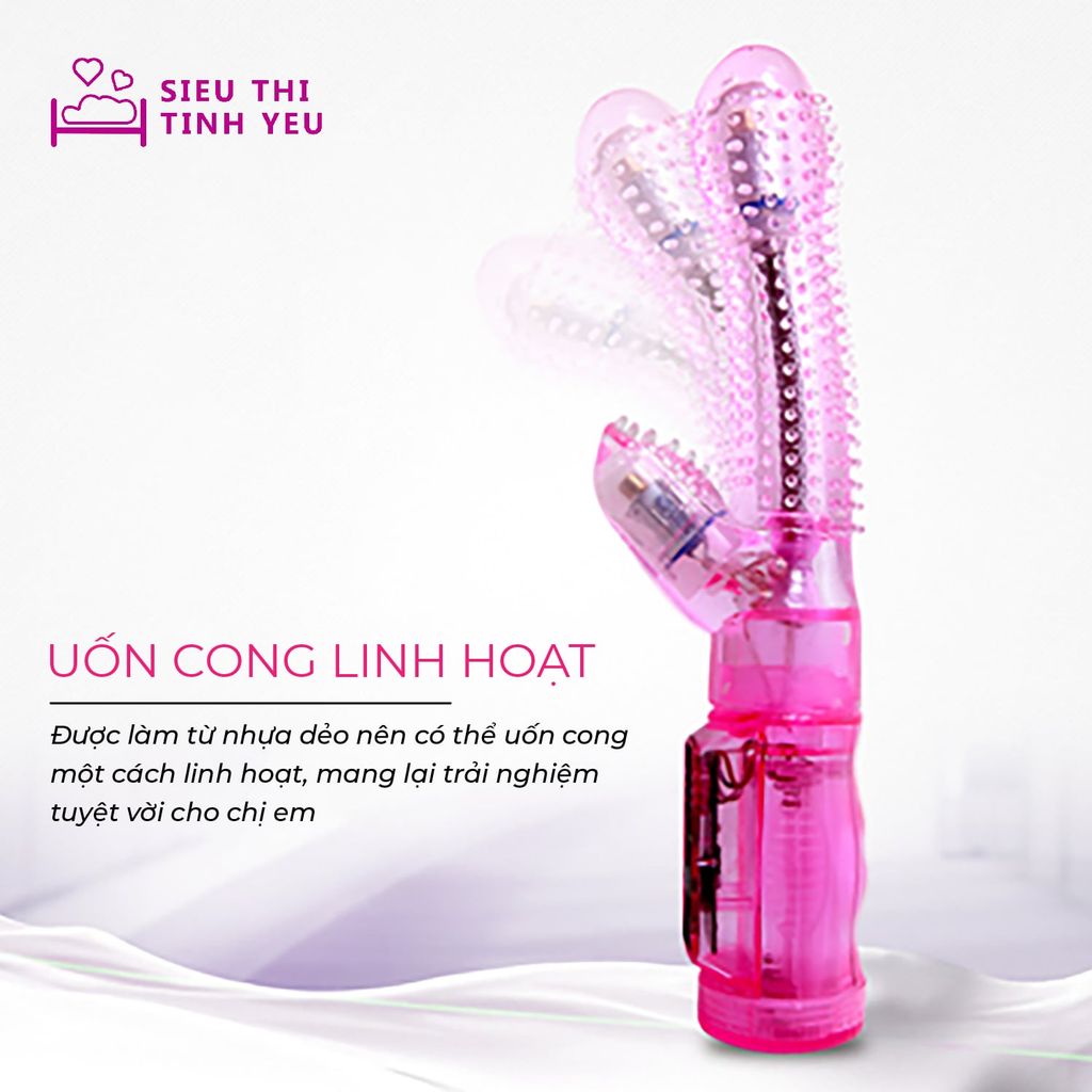 Dương vật giả Tease gai mềm 6 chế độ rung dùng pin