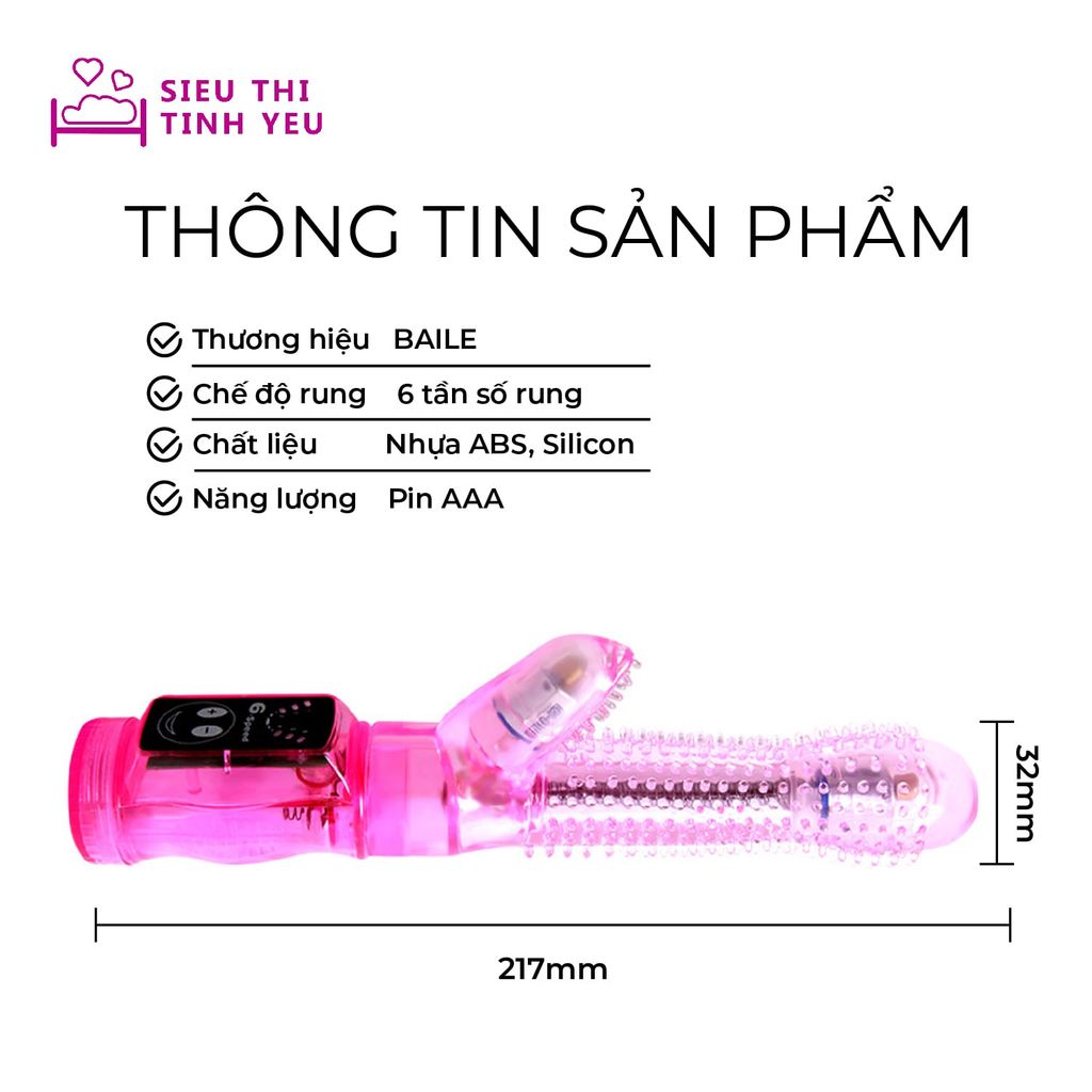Dương vật giả Tease gai mềm 6 chế độ rung dùng pin
