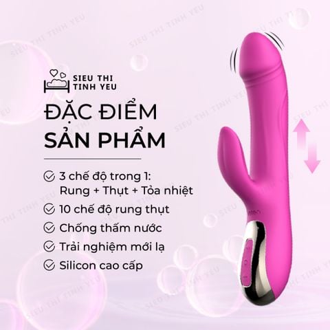 Dương vật giả cao cấp Leten Thrusting Vibrator rung thụt 10 chế độ tỏa nhiệt làm ấm dùng sạc