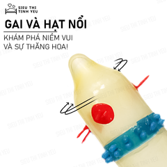 Bao Cao Su Runbo Extra gai lớn màu hồng hộp 6 cái