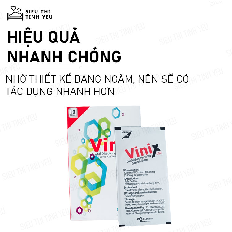 Tem ngậm kéo dài Vinix 100mg hộp 10 tem