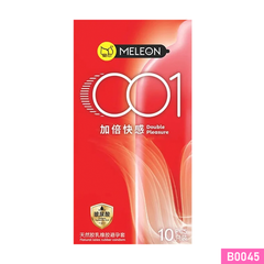 Bao cao su Meleon 001 Double Pleasure siêu mỏng nhiều gel bôi trơn Hộp 10 cái