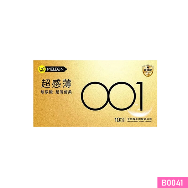 Bao cao su Meleon 001 Gold siêu mỏng mềm mại Hộp 10 cái