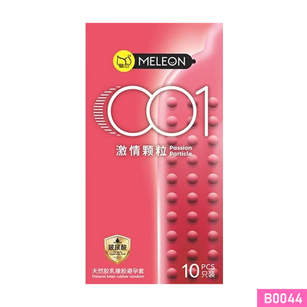 Bao cao su Meleon 001 Passion Particle siêu mỏng thân gai hạt nổi nhỏ Hộp 10 cái