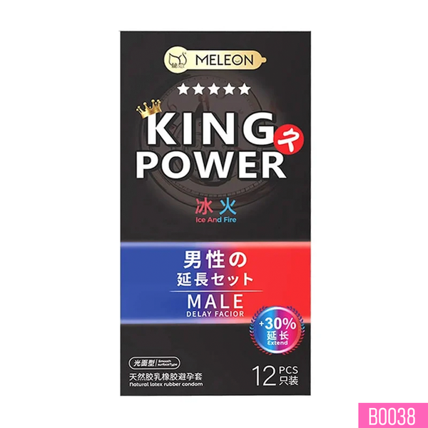 Bao cao su Meleon King Power Ice and Fire kéo dài thời gian nóng lạnh lửa băng Hộp 12 cái