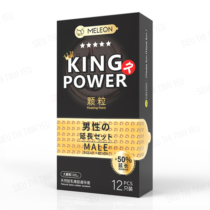 Bao cao su Meleon King Power Floating Point mình gai hạt nổi nhỏ Hộp 12 cái