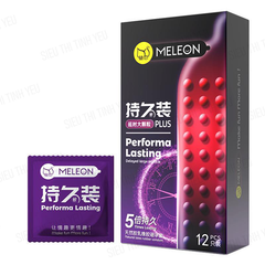 Bao cao su Meleon Performa Lasting Plus 5 Times thân gai hạt nổi lớn Hộp 12 cái