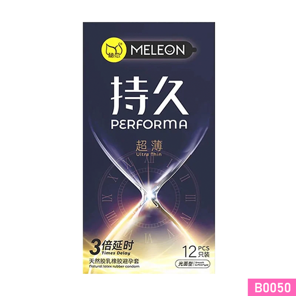 Bao cao su Meleon Performa Ultra Thin kéo dài thời gian siêu mỏng Hộp 12 cái