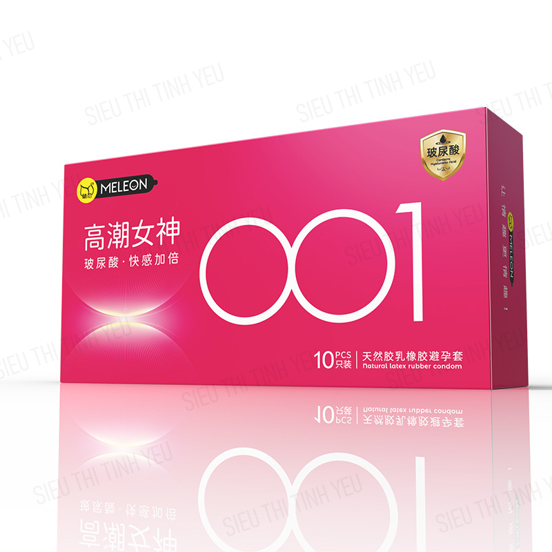 Bao cao su Meleon 001 Pink siêu mỏng nhiều gel bôi trơn Hộp 10 cái