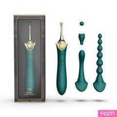 Máy massage điểm G Zalo Queen Bess2 rung 8 chế độ 4 đầu phụ thay thế tỏa nhiệt làm ấm pin sạc