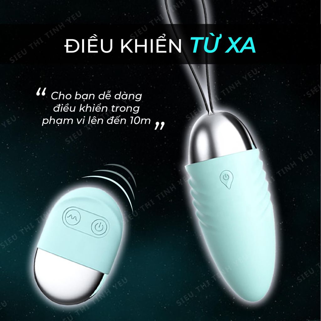 Trứng rung LiLo Vibrator điều khiển từ xa 10 chế độ rung dùng pin màu xanh