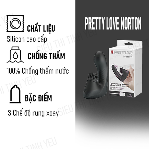 Bao cao su ngón tay Pretty Love Magic Drill chế độ rung xoay pin sạc